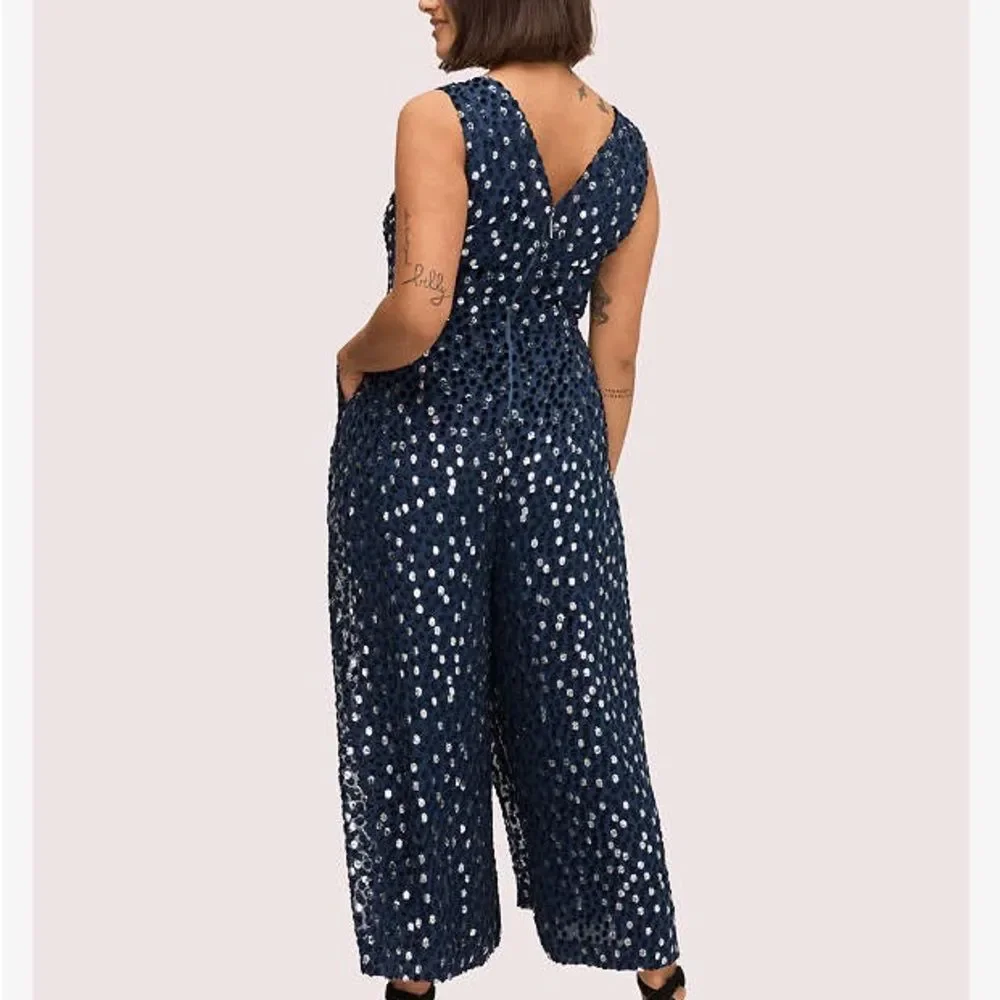 Kate Spade Scatter Dot Burnout Velvet Jumpsuit NWOT Size 4